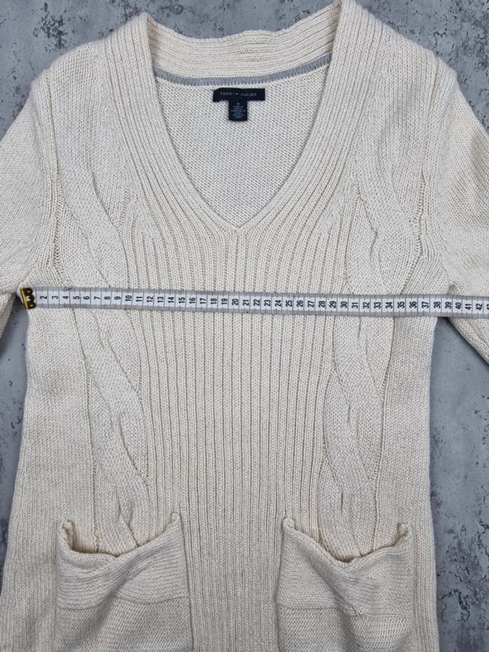 Pull torsadé Tommy Hilfiger écru – Taille M Femme (mesures en photos) - photo numéro 6