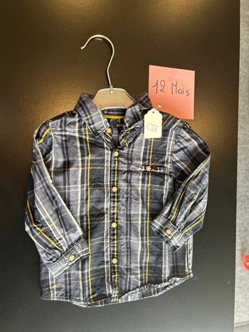 Chemise manche longue bleu carreaux