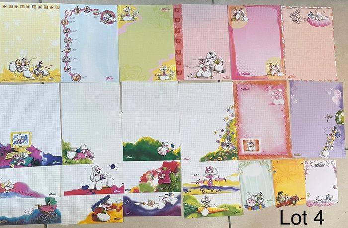 Lot de 54 feuilles Diddl - tous formats - blanches et couleurs