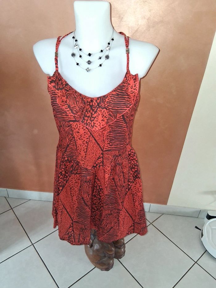 Robe à bretelles orange avec motifs Mim