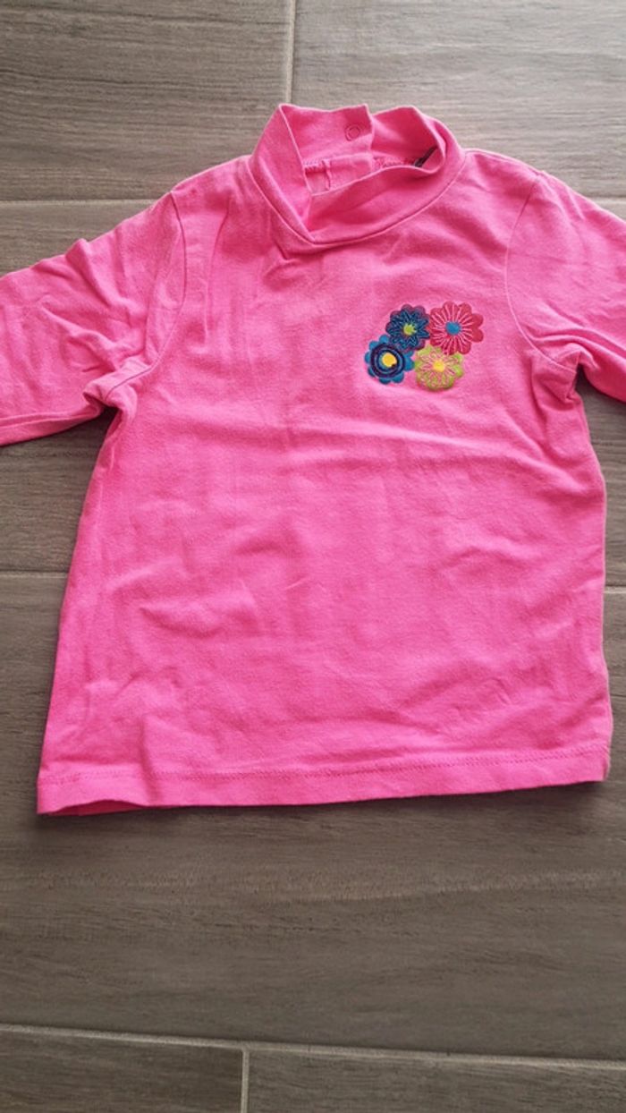 T-shirt manches longues rose fluo 12 mois Orchestra - photo numéro 2