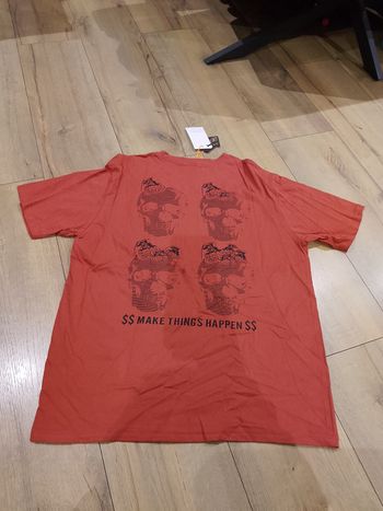 T-shirt couleur rouille/bordeaux tête de mort manches courtes homme XL FlexStyle