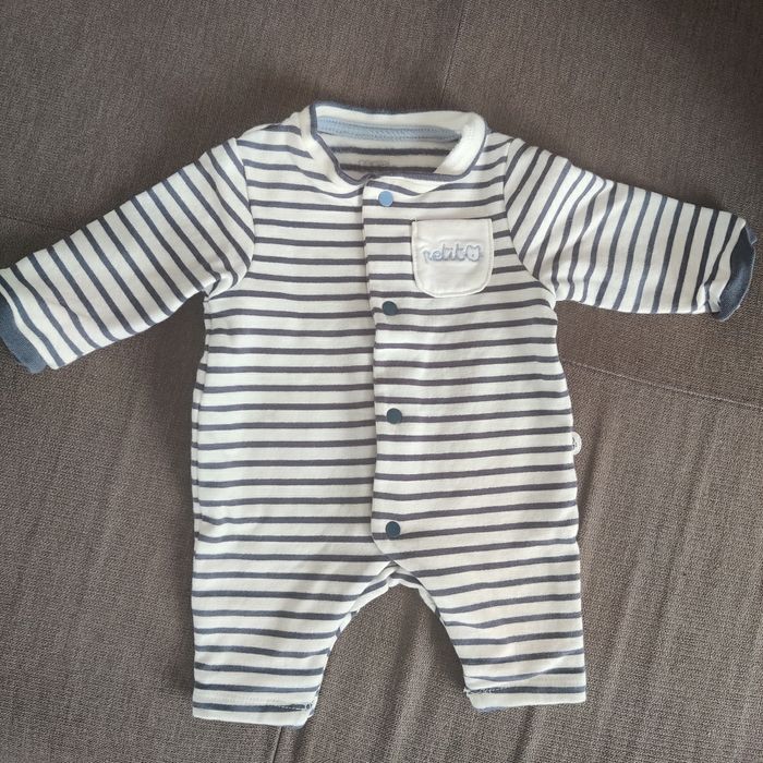 Combinaison manches longues naissance à rayures