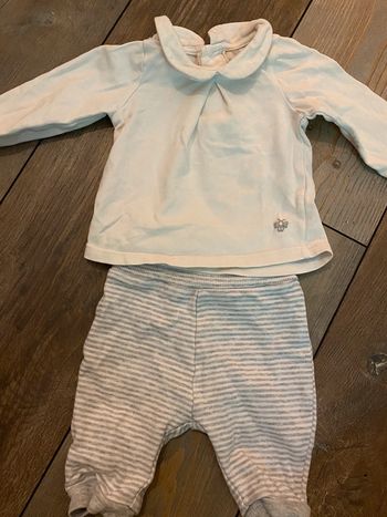 Ensemble blanc et gris fille 1-3mois obaïbi