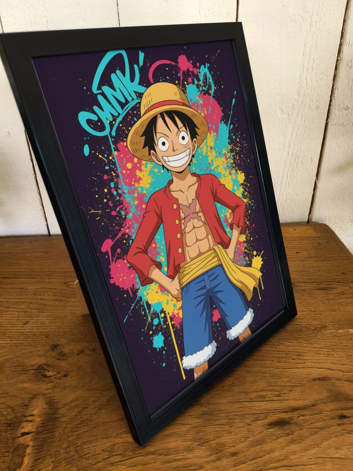 Affiche poster A4 (21×29,7 cm) Luffy One Piece manga street art coloré déco murale otaku chambre - photo numéro 2