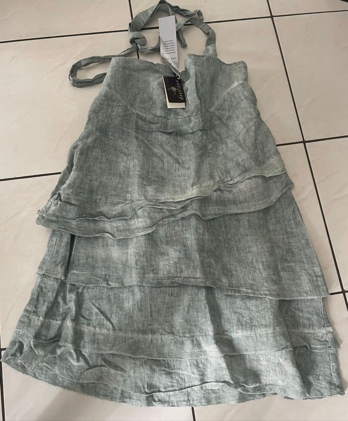 Belle robe One Step T 40 100% lin gris clair - photo numéro 10
