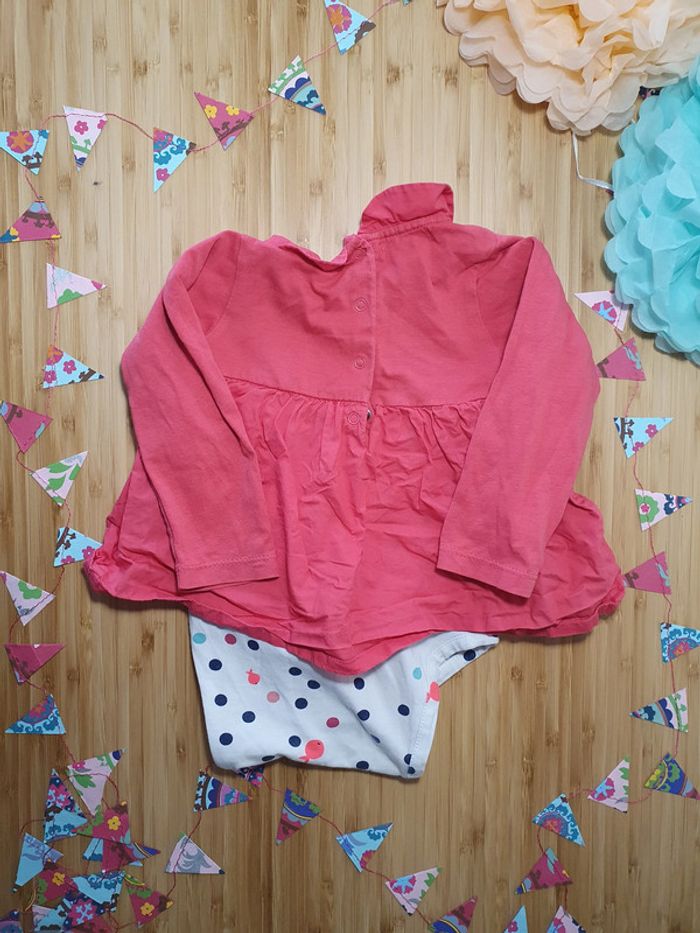 Robe DPAM 12 mois 74 cm manches longues body intégré - photo numéro 5