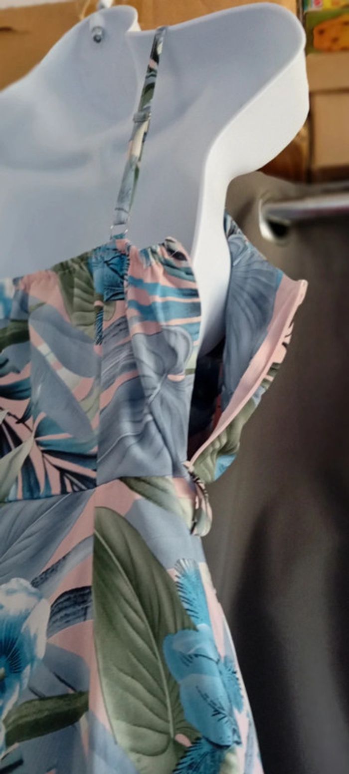 Robe estivale bas volanté ouvert imprimé fleurs zhu su feng femme M - photo numéro 11