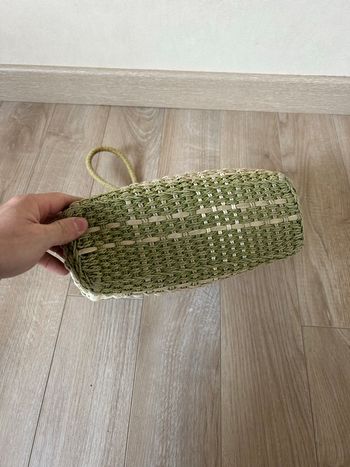 Panier cabas tressé naturel/vert