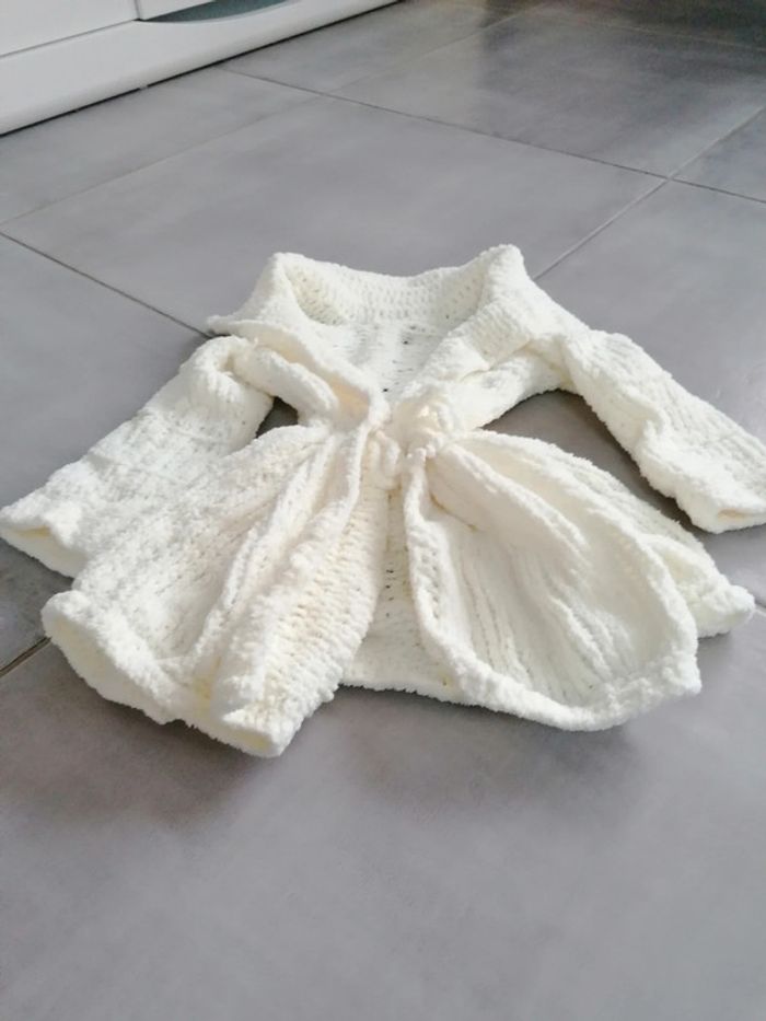 Veste écru tricoté main taille #24mois_2ans_krocaro - photo numéro 2