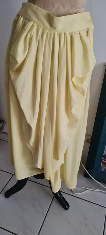 Jupe vintage drapée jaune taille haute