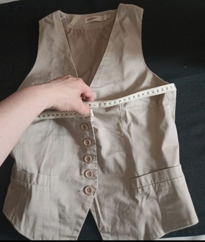 Gilet de costume beige élégant - LULUMARY - Taille 1 (S) - photo numéro 3