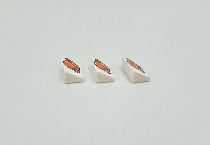 Lego Accessoires Space : lot de 3 Slopes 1x2x2/3 Logo Space Classique Orange et Rouge - NEUF - photo numéro 5