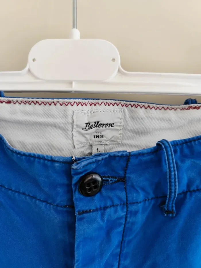 Beau pantalon bleu Belle rose coupe droite - photo numéro 6