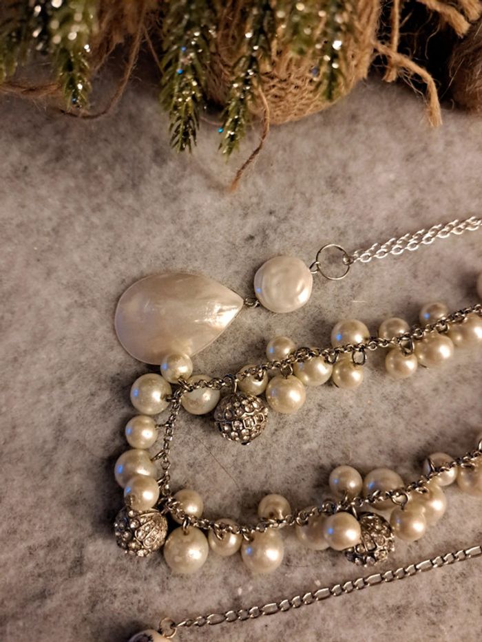 Lot de colliers argenté et blanc - photo numéro 6