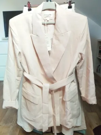 Veste blazer beige avec ceinture Grace & Mila taille S neuve