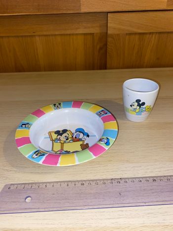 Assiette creuse bol verre gobelet Mickey Minnie mouse baby bébé