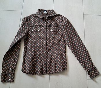 Chemise Gap Kids, taille 34 - 36, marron à motifs