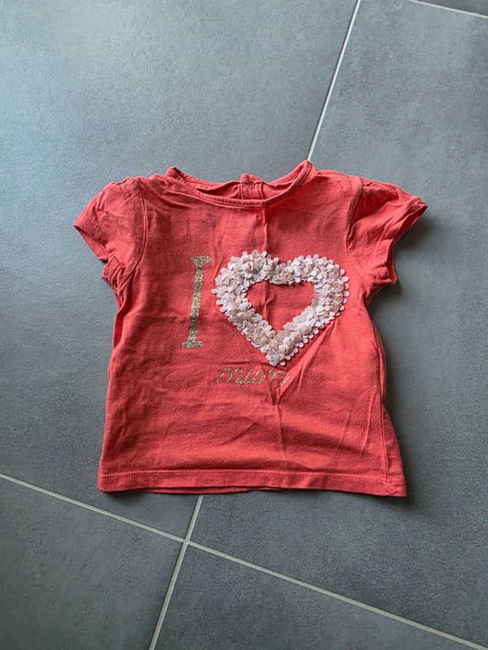 t-shirt manches courtes 18 mois coeur - photo numéro 2