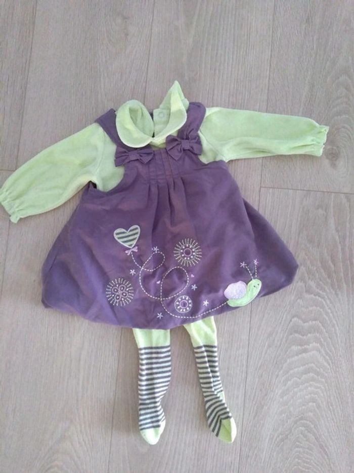 Ensemble fille violet vert 3 mois