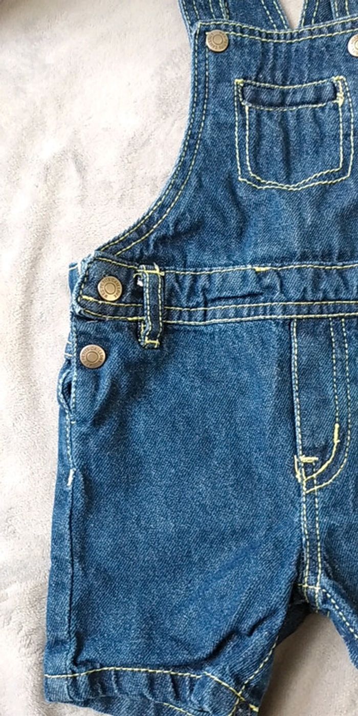 Salopette short jeans Garçon 12 mois Mes petits cailloux 100% coton - photo numéro 4