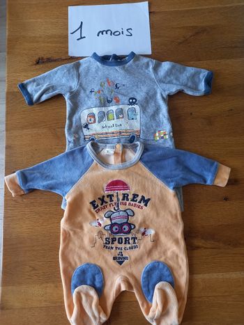 Lot 2 pyjamas hiver garçon 1 mois