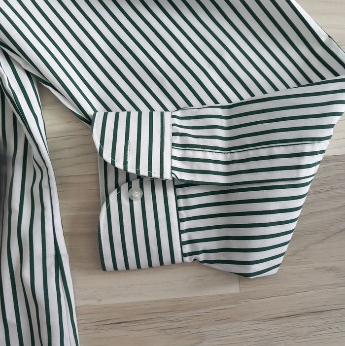 Chemise homme à manches longues blanc à rayures vertes C&A taille M - photo numéro 6