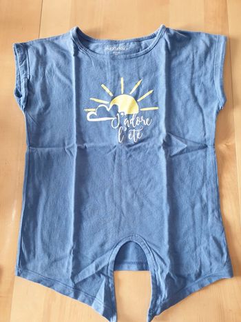 T-shirt à nouer fille 10 ans bleu J'adore l'été