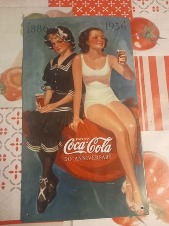 Plaque en métal Coca-Cola 50eme anniversaire