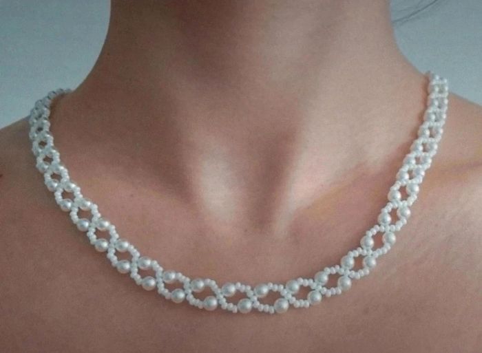 Collier en perles blanc nacré - photo numéro 2