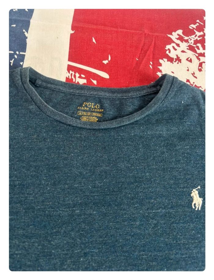 Sweat/T-shirt manche longue Ralph Lauren Xl bleu cavalier blanc taille - photo numéro 4
