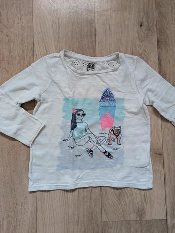 Tee-shirt manches longues blanc TAO 3 ans