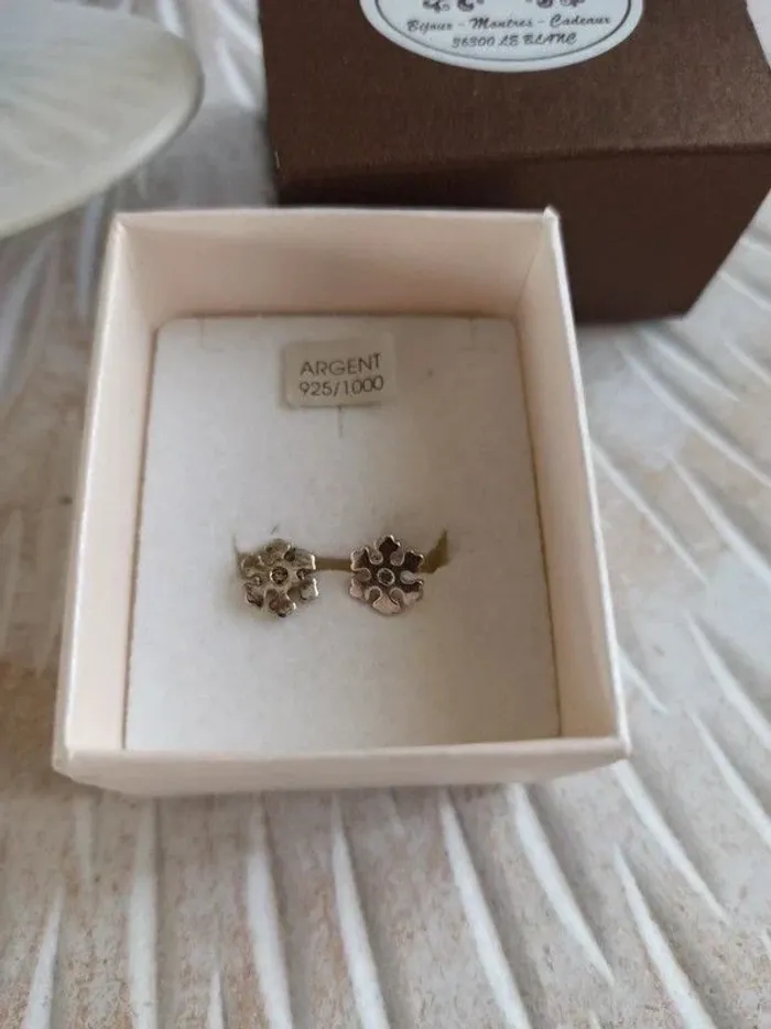 Boucle d'oreille flocon argent