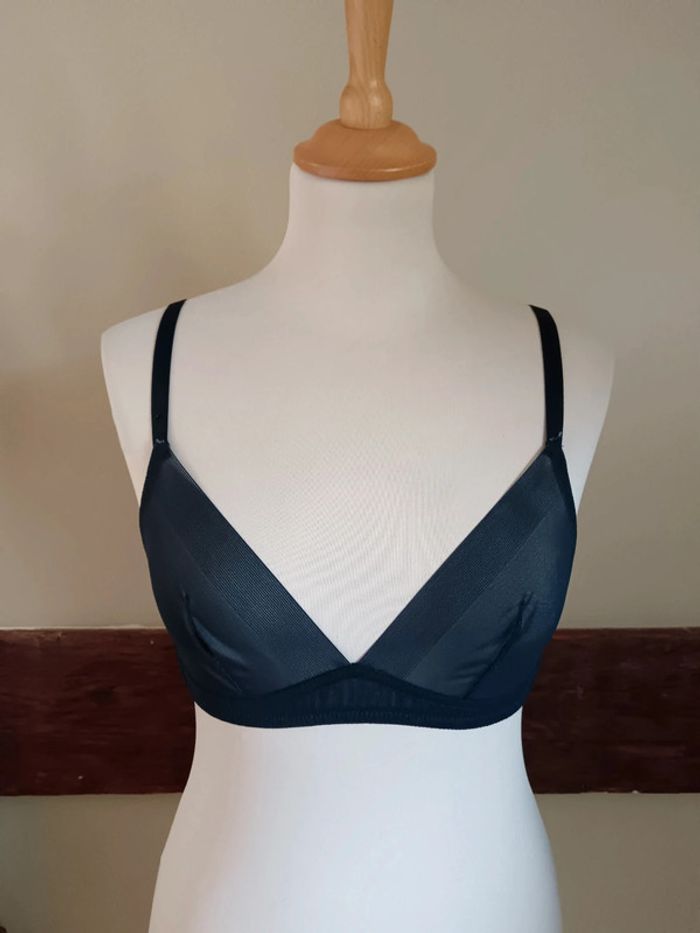 Soutien gorge triangle tulle bleu marine Monoprix