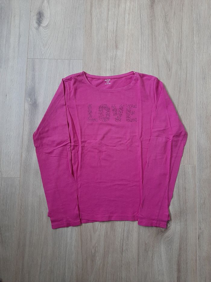 Tee shirt manches longues fuchsia taille 12 ans