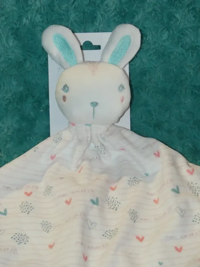Doudou plat lapin blanc coeur Orchestra mon amour 🐰Neuf - photo numéro 2