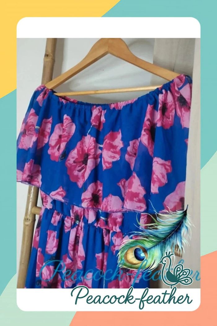 Robe longue fleurie bleue et rose TU - photo numéro 2