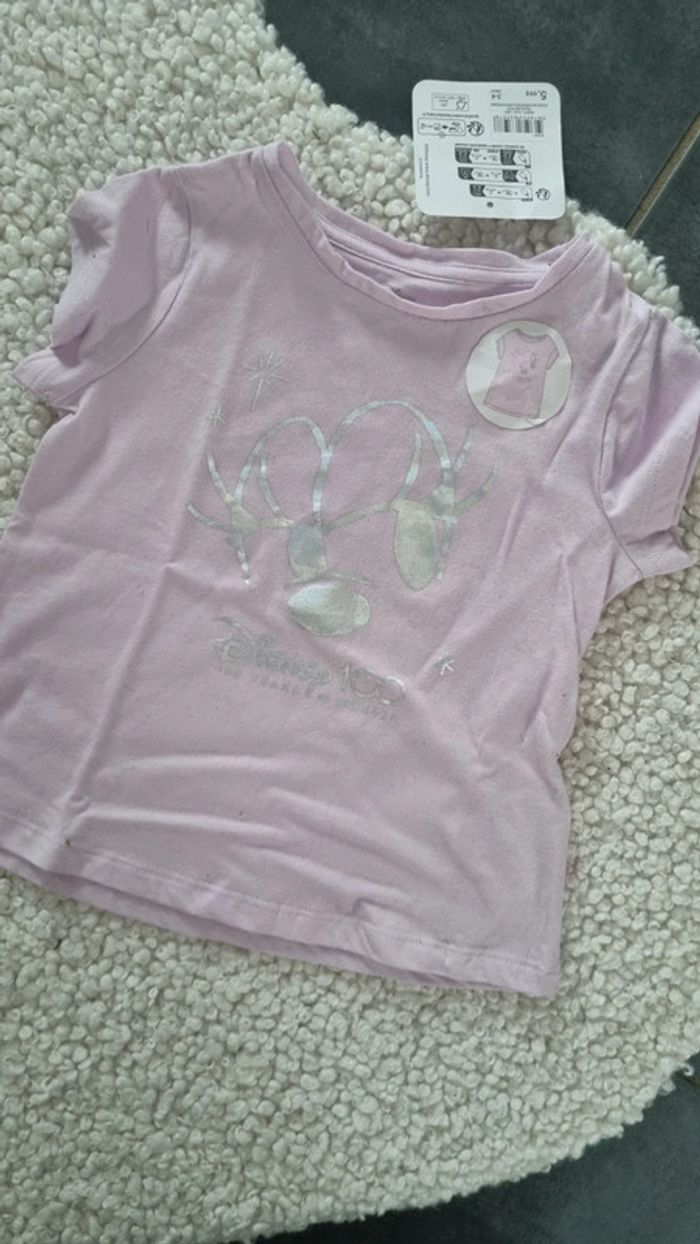 Tee shirt 3 / 4 ans mickey disney lilas neuf - photo numéro 2