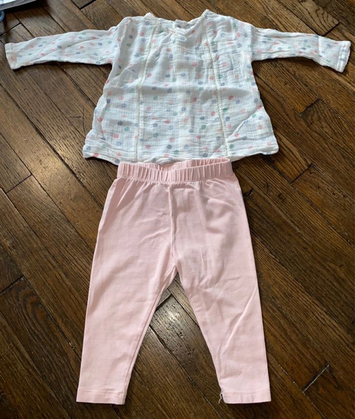 Ensemble blouse Bout’chou et legging gap 12 mois