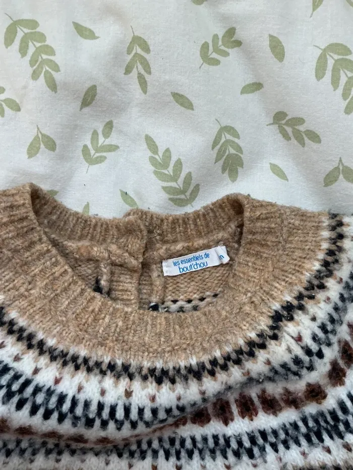pull chaud beige à motifs 12 mois bout'chou - photo numéro 6