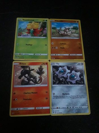Tournicoton + Tiboudet + Tritox + Tic lot de 4 cartes Pokémon neuves