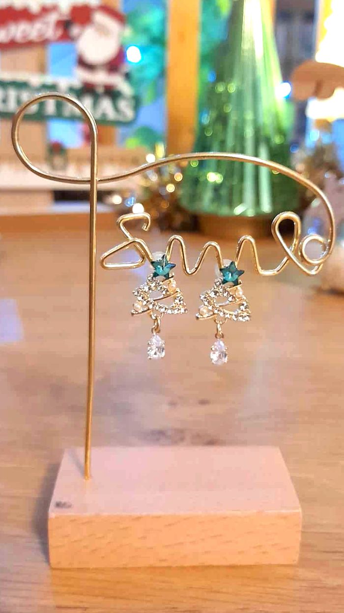 Bijoux Noël |🎄 Boucles d’Oreilles neuves Sapin Cristal & Étoile