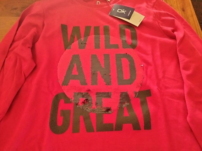 T-shirt manche longue neuf à sequins 14 ans Okaïdi - photo numéro 2