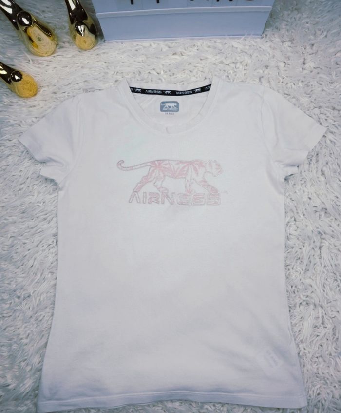 T-shirt manches courtes blanc Fille taille 14 ans marque Airness 🦜 - photo numéro 2