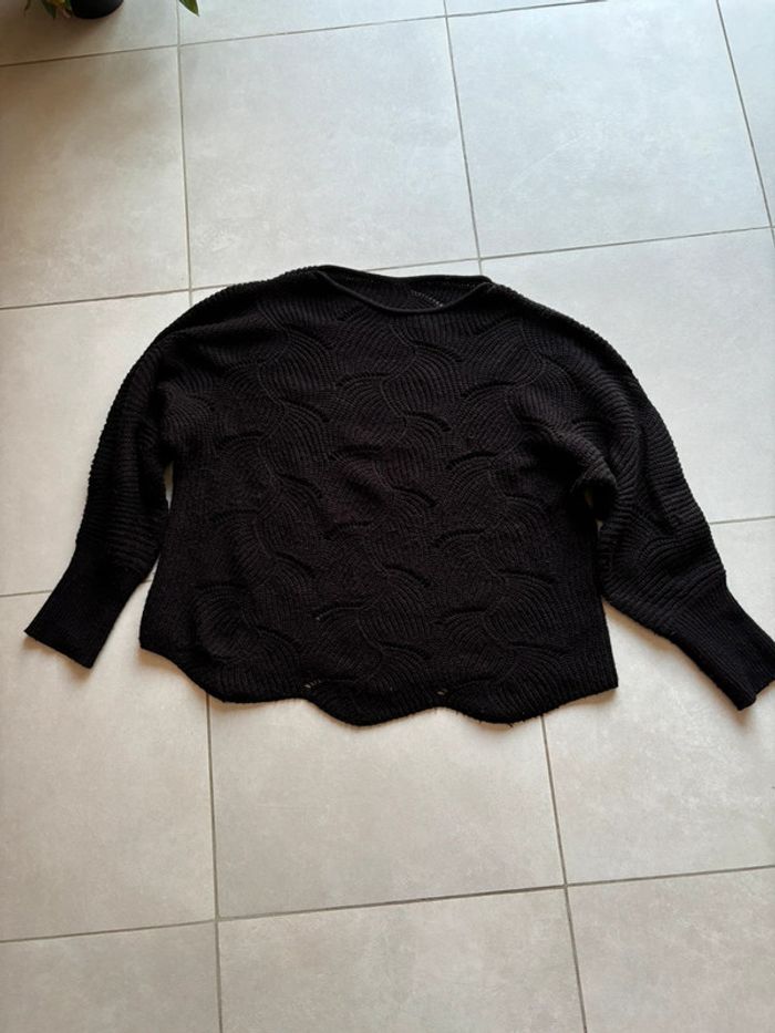 Pull oversize légèrement ajouré noir L SHEIN