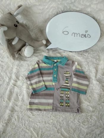 Polo tee shirt chemise manches longues Garçon 6 mois Girafe