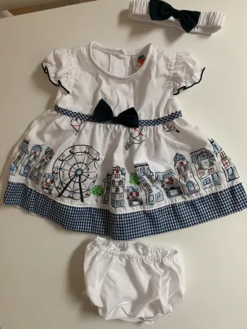 Adorable tenue été 3 pièces comme neuve 3 mois robe bloomer bandeau