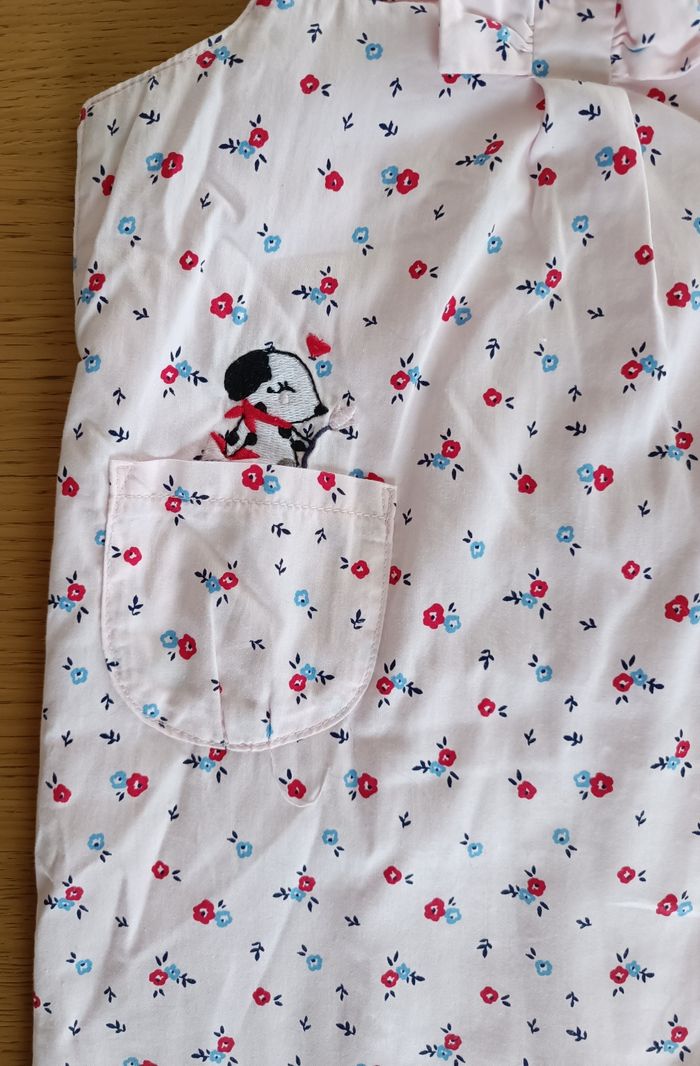 Salopette rose pâle fleurie Sergent Major fermeture pression 2 poches avant fille 18 mois 80 cm - photo numéro 4