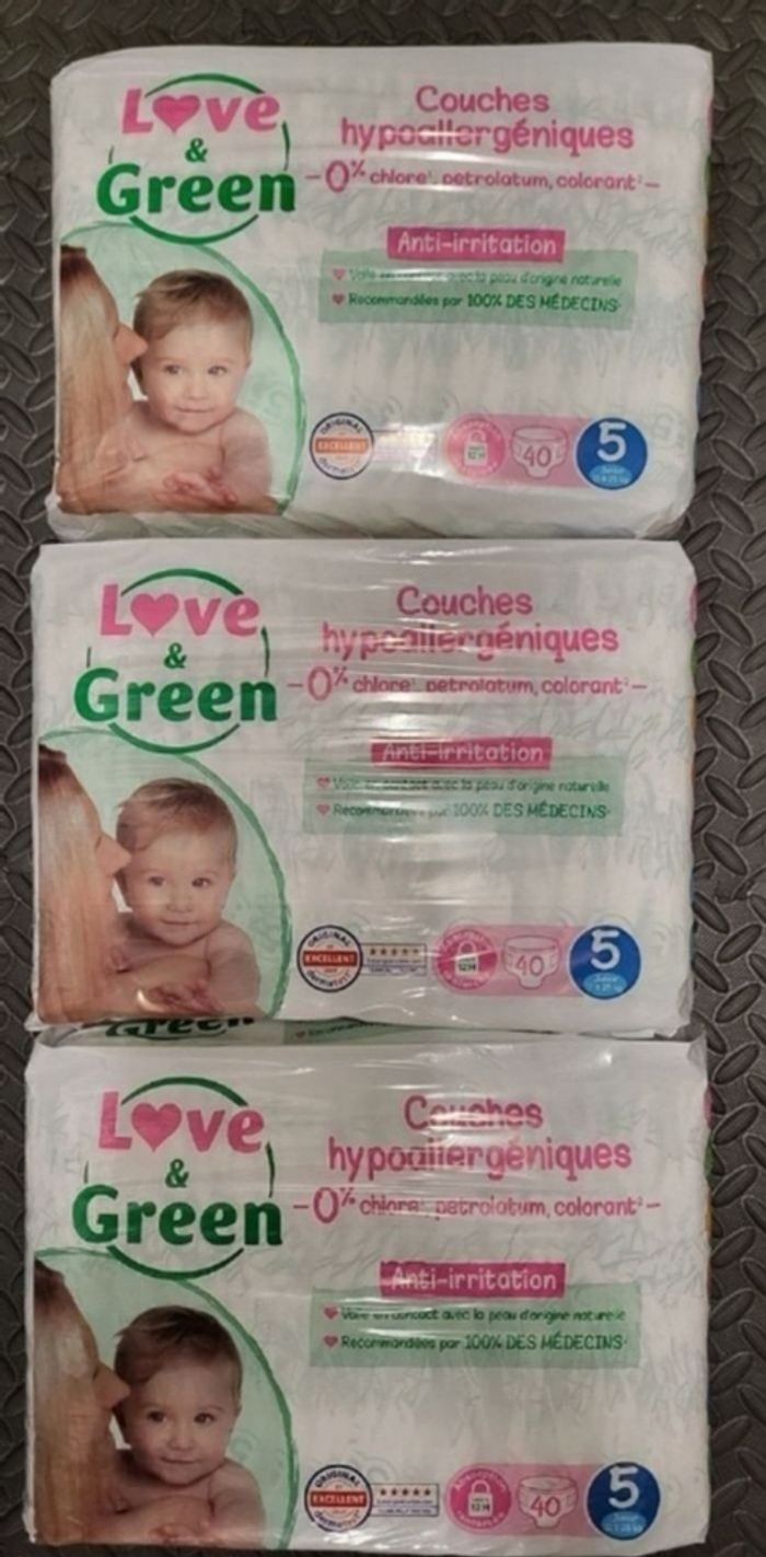 3 paquets de couches love and green taille 5