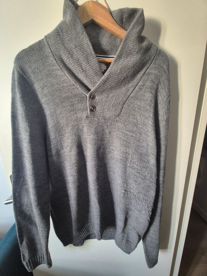 PULL PIER.ONE GRIS AVEC BOUTON EN COLI GARÇON | TAILLE L